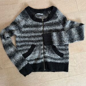 Black and white knit cardigan